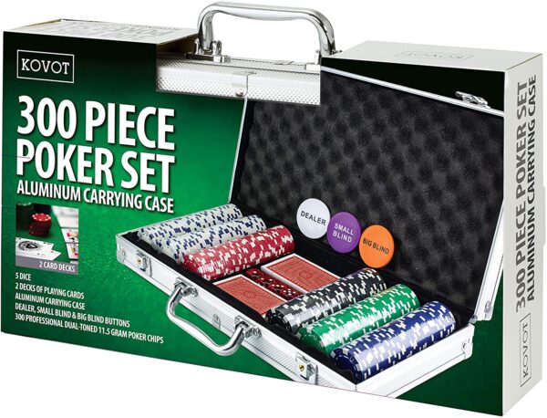 KOVOT 300 Chip Dice Style Poker Set In Aluminum Case - Image 2